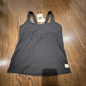 Vuori Charcoal Ribbed Tank Top pile tank with padding